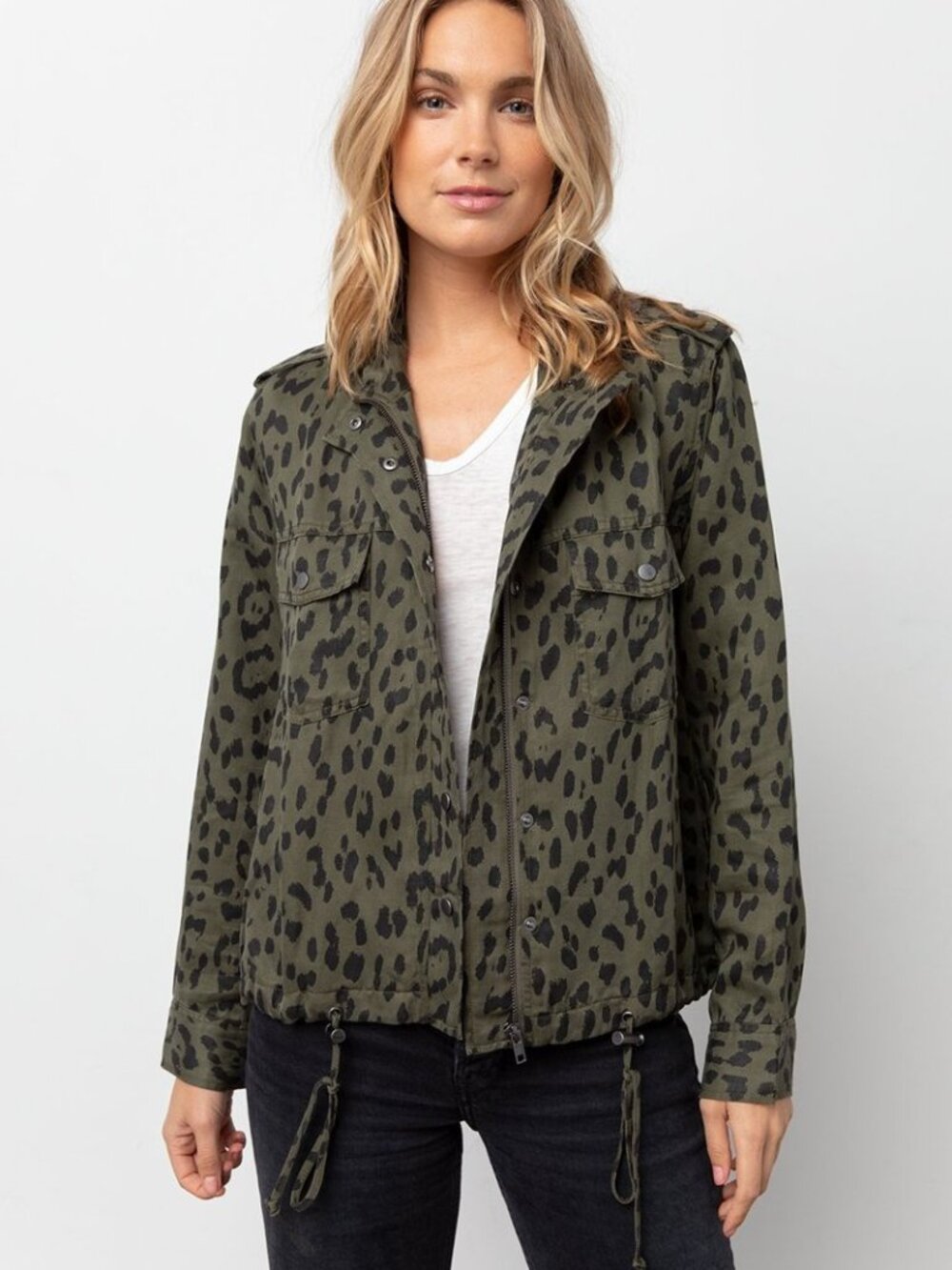 Rails Collins Military Inspired Jacket in Green Leopard Women's size S